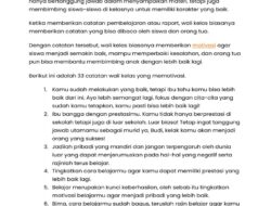 60 Catatan Penting Wali Kelas untuk Siswa yang Sering Alpa dan Bermasalah di Raport Semester 1